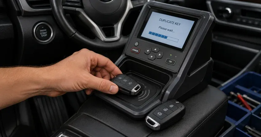 technician cloning a transponder chip key in Thorold
