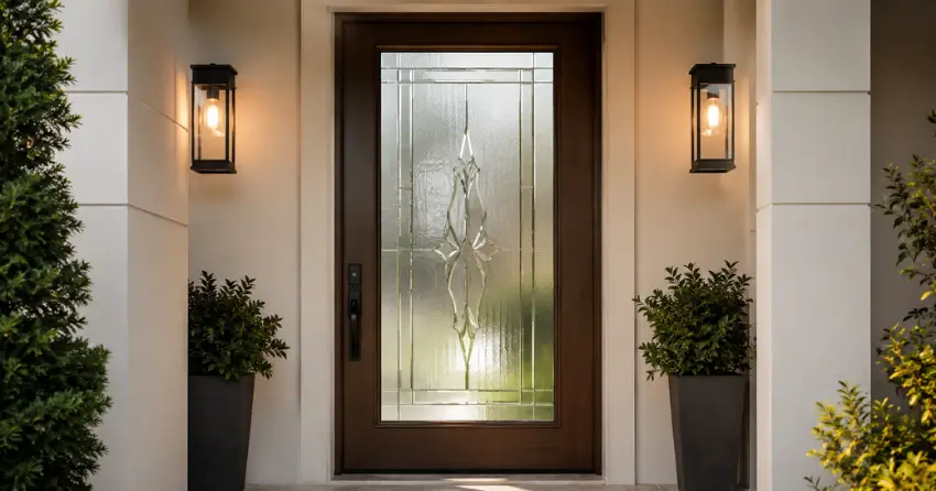 decorative frosted glass panel installed in a front door in Port Robinson East, Thorold