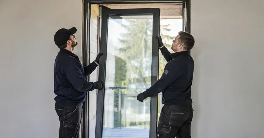 new glass panel being fitted into door frame in Thorold