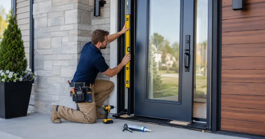 glass outside door installation with energy-efficient double-pane glazing in Turners Corners, Thorold