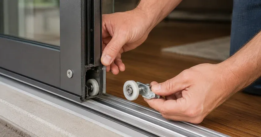 sliding door alignment Rolling Meadows, Thorold technician adjusting roller track