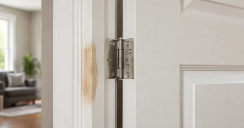 technician checking a warped door against a straightedge in Thorold Centre, Thorold